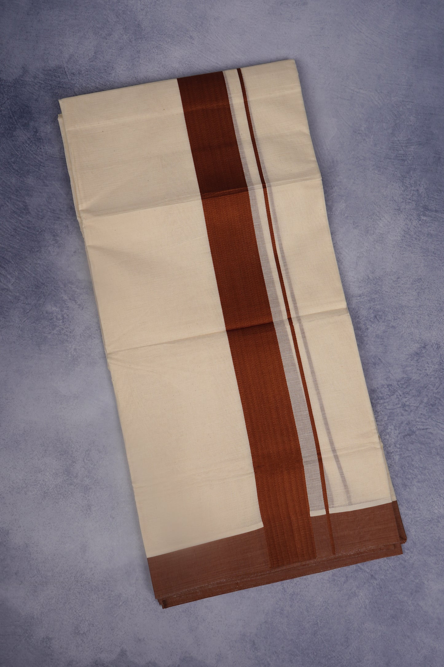 FCD-77C CREAM DOUBLE DHOTI  4.00 MTR-Brown