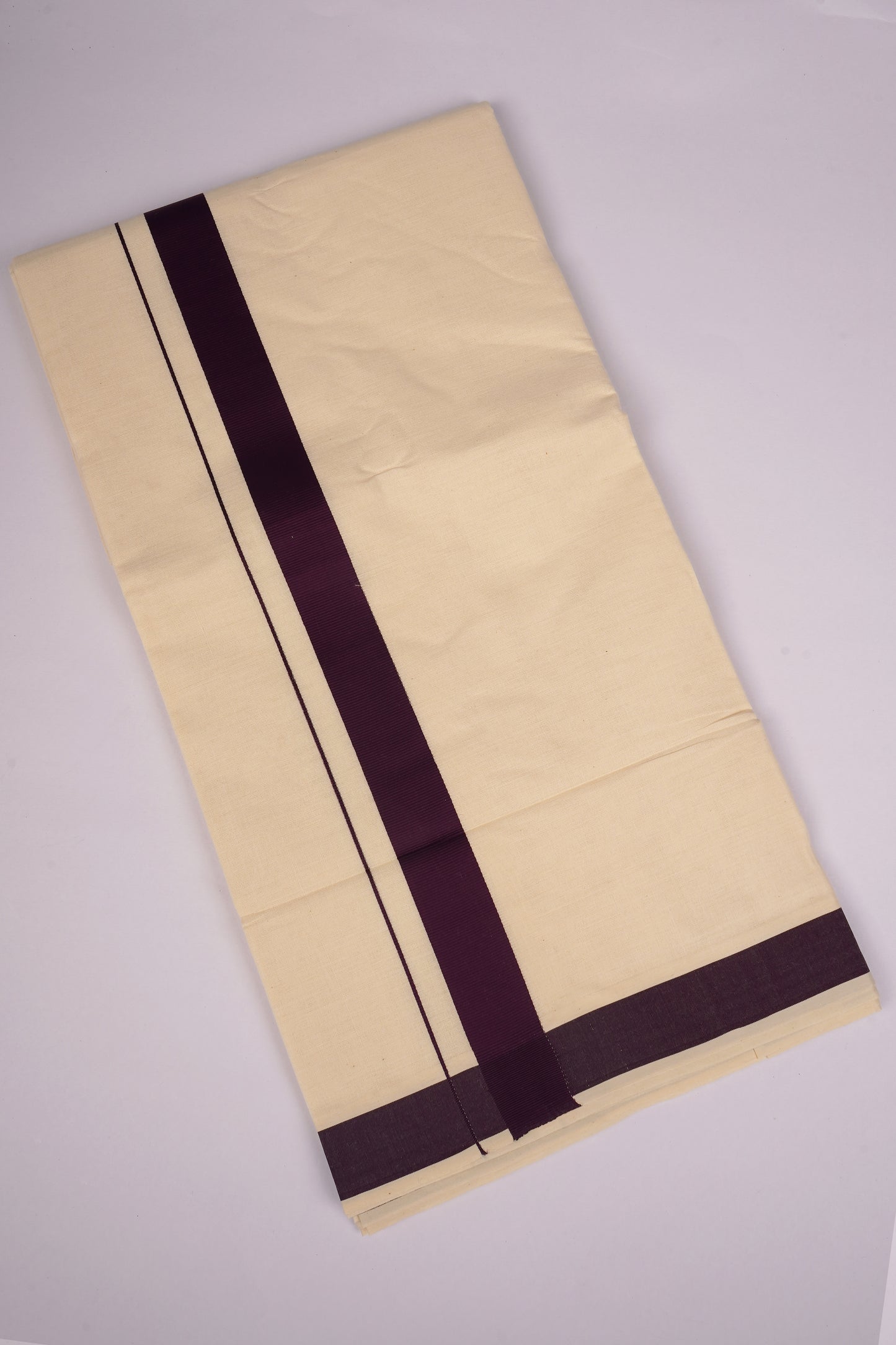 FD-08C CREAM DOUBLE DHOTI  3.80 MTR-Dark Brown