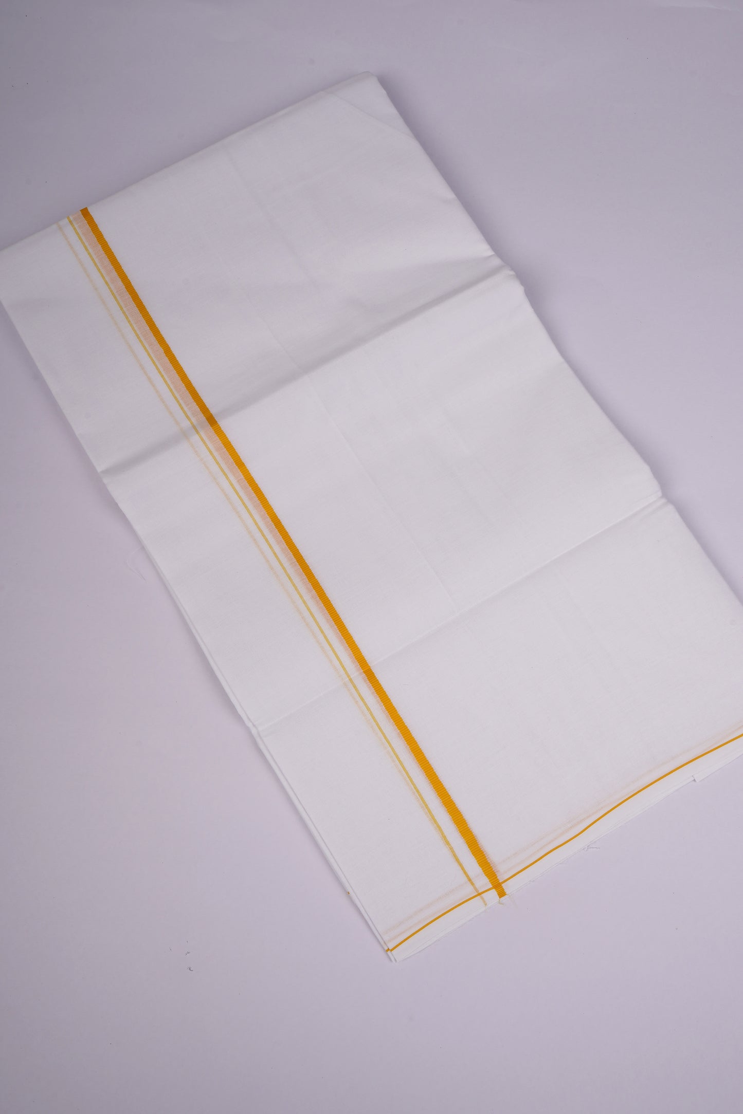 SD-10 WHITE DOUBLE DHOTI  3.80 MTR - yellow
