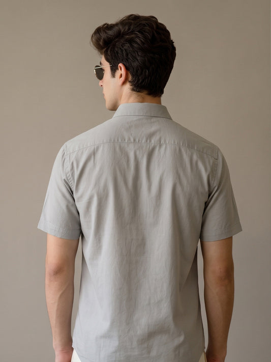 Stain Free Half Sleeve Formal Grey Color Shirt For Men-68004