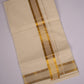 GLD-124C CREAM DOUBLE DHOTI  4.00 MTR