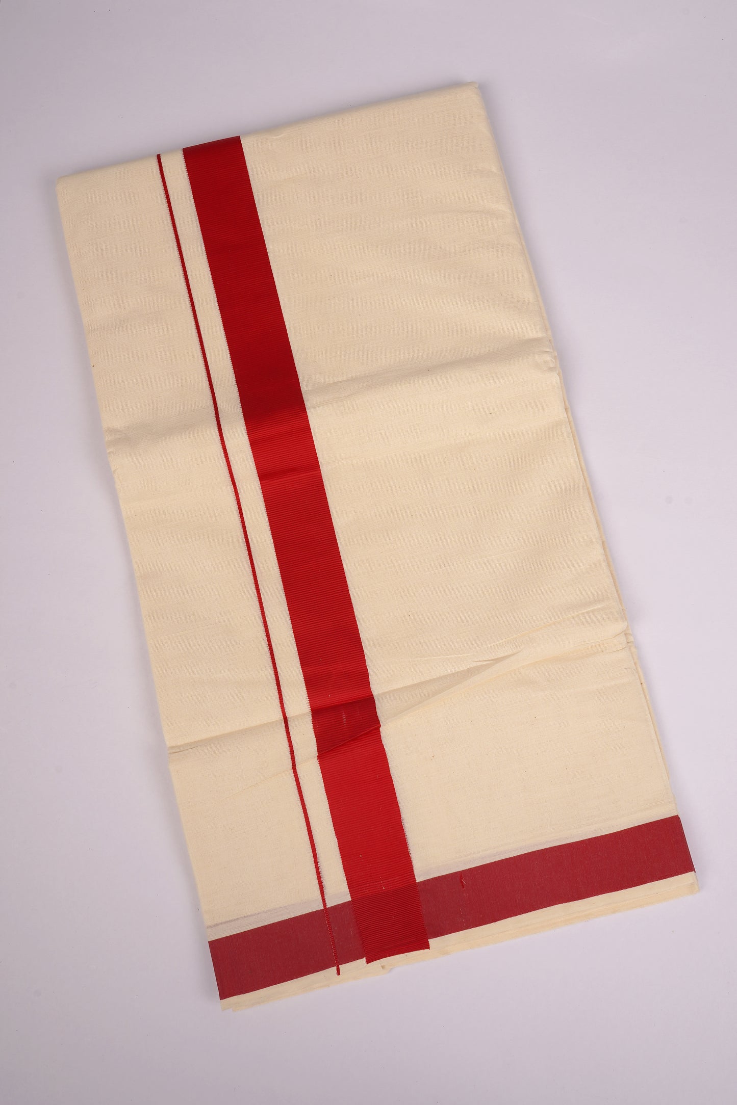 FD-08C CREAM DOUBLE DHOTI  3.80 MTR-Orange