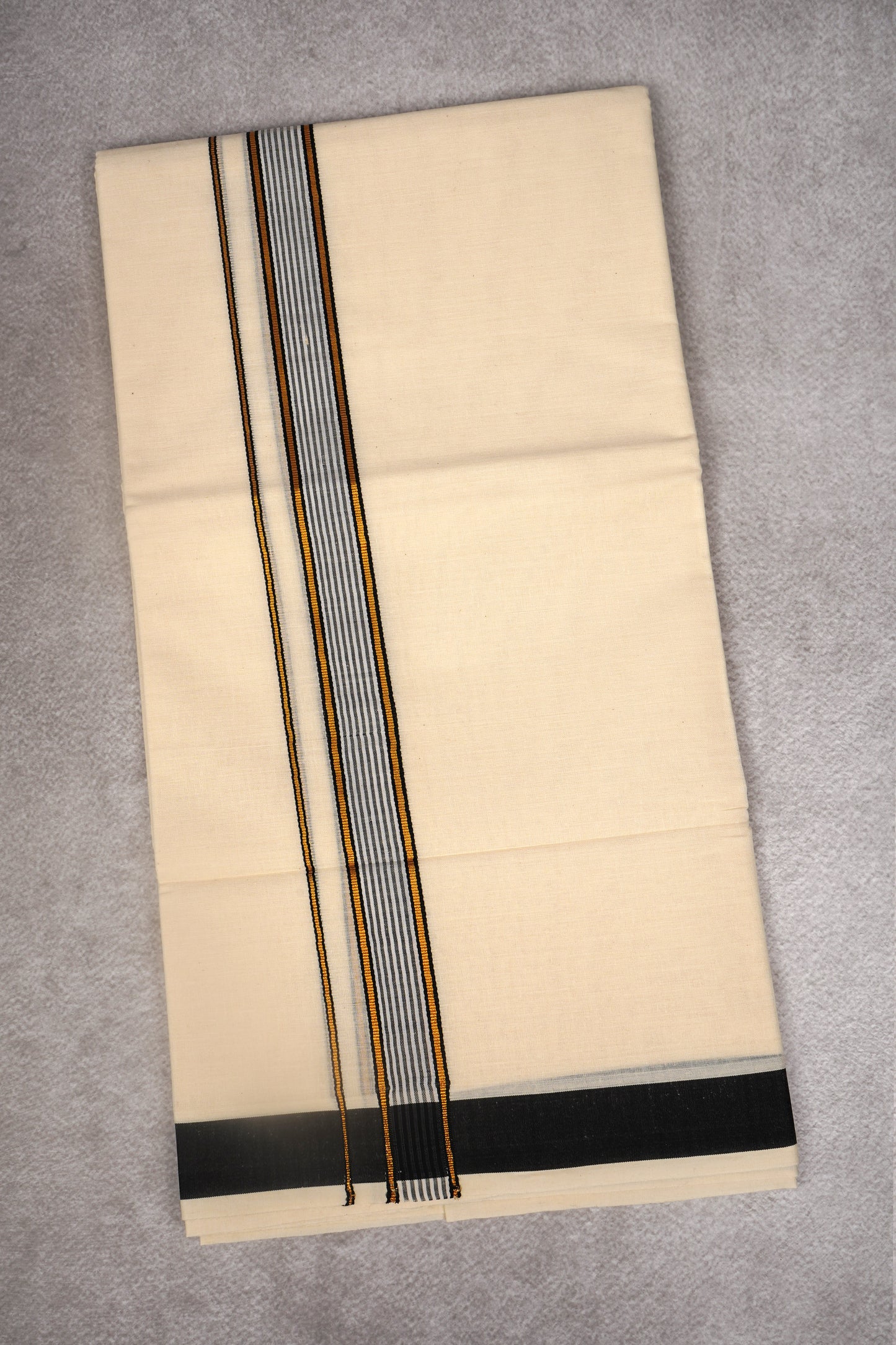 FD-186C CREAM DOUBLE DHOTI 3.80 MTR - Black