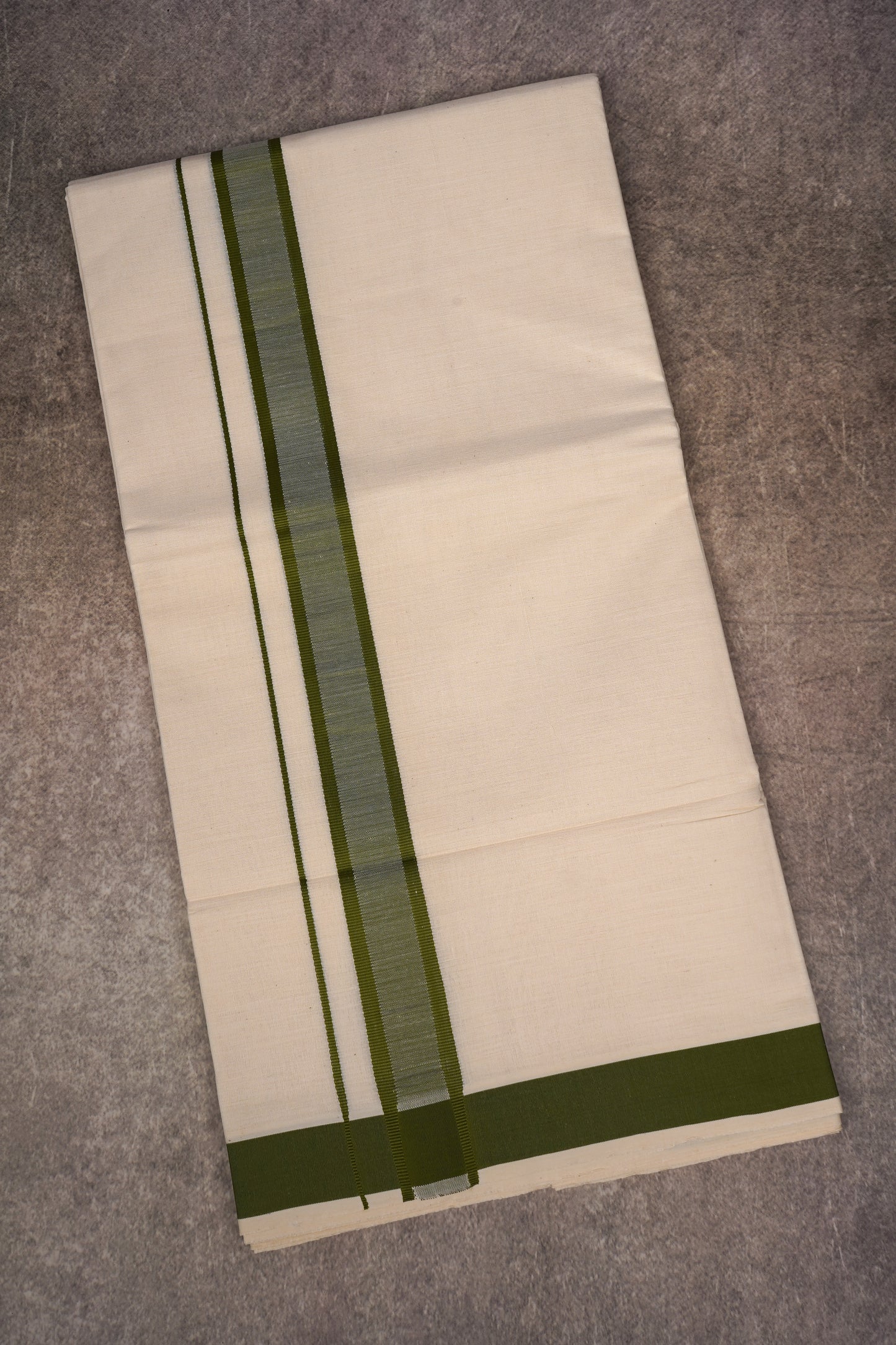 FD-91C CREAM DOUBLE DHOTI 3.80 MTR - Green
