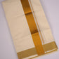 2 TIME GOLD CREAM DOUBLE DHOTI  3.80 MTR