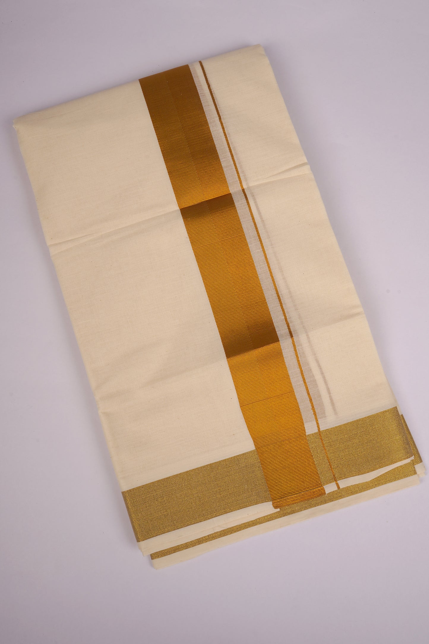 2 TIME GOLD CREAM DOUBLE DHOTI  3.80 MTR