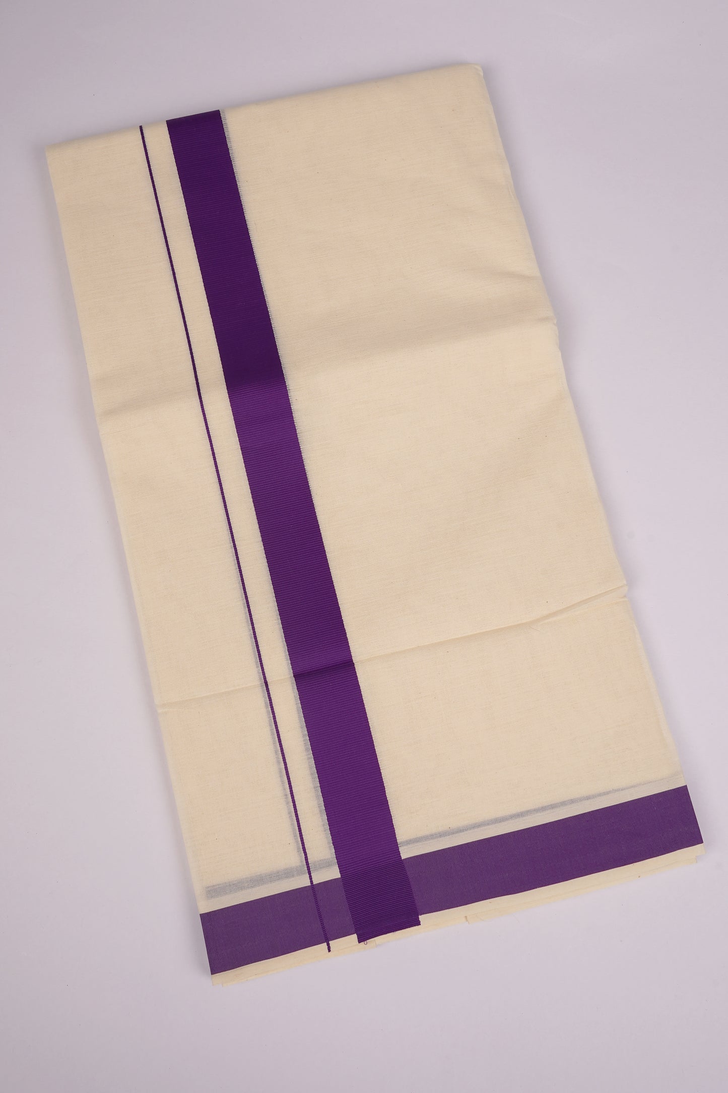 FD-08C CREAM DOUBLE DHOTHIE 3.80 MTR-violet