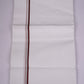 SD-03 WHITE DOUBLE DHOTI  3.80 MTR - maroon