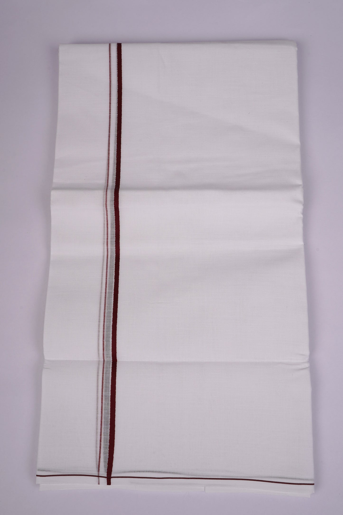 SD-03 WHITE DOUBLE DHOTI  3.80 MTR - maroon