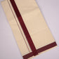FD-08C CREAM DOUBLE DHOTI  3.80 MTR-Dark Brown