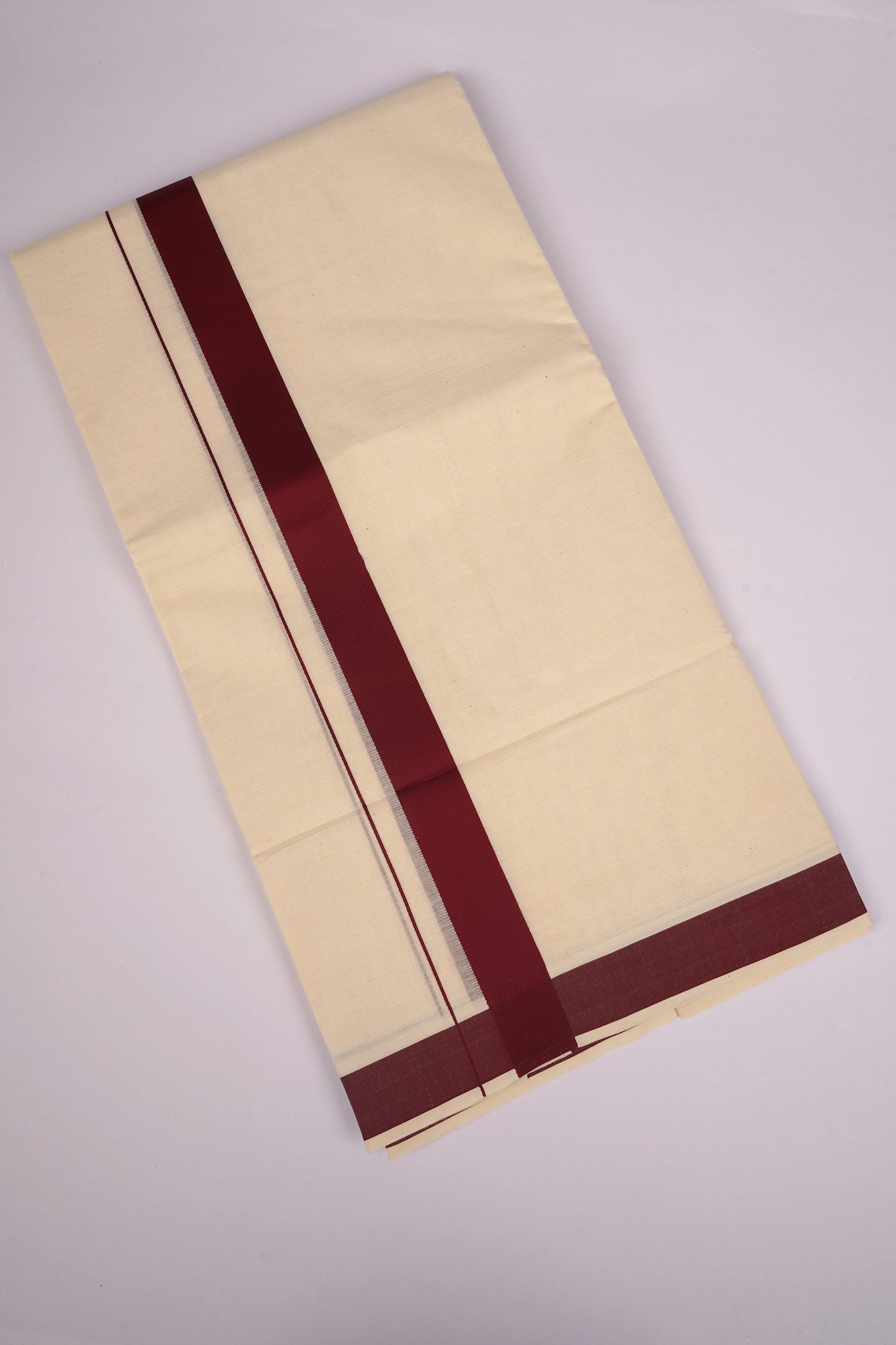FD-08C CREAM DOUBLE DHOTI  3.80 MTR-Dark Brown