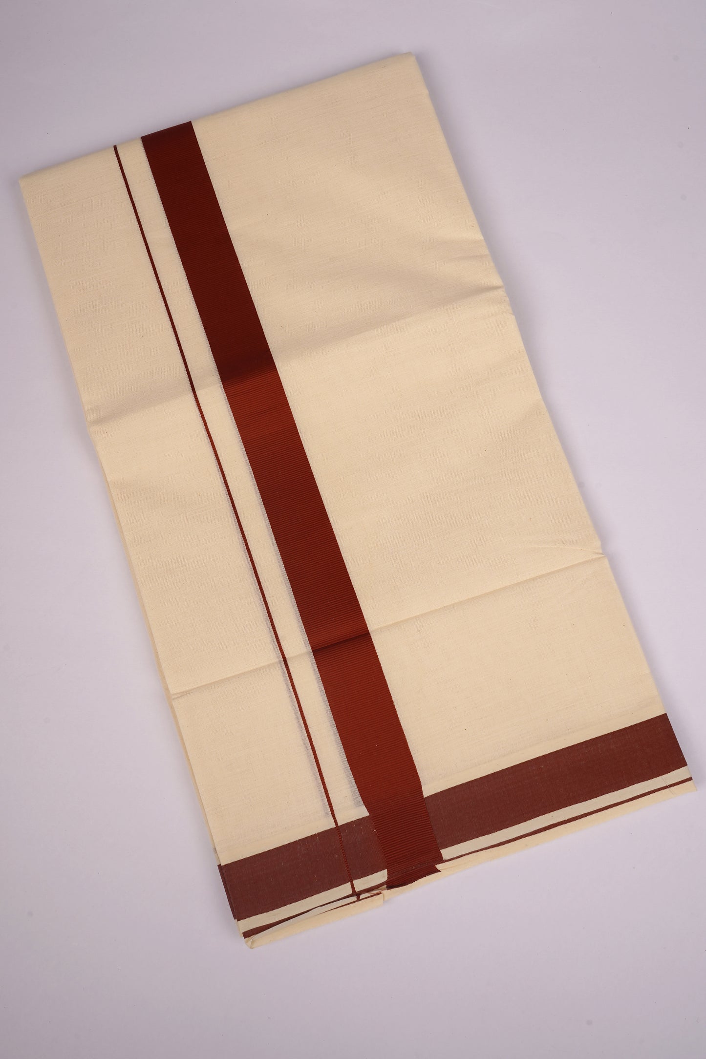 FD-08C CREAM DOUBLE DHOTHIE 3.80 MTR-Dark Brown