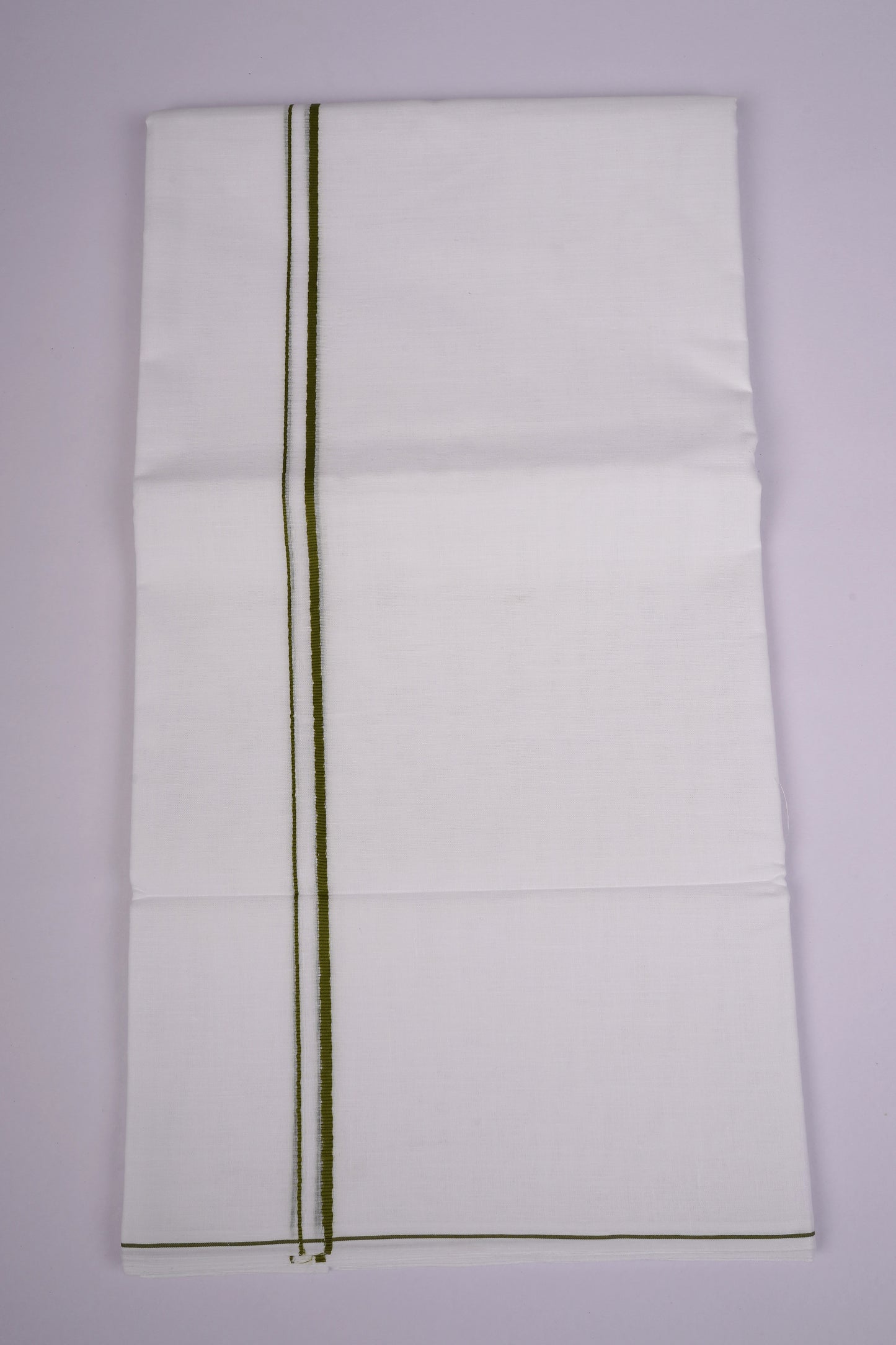 SD-12 WHITE DOUBLE DHOTI  3.70 MTR - Green
