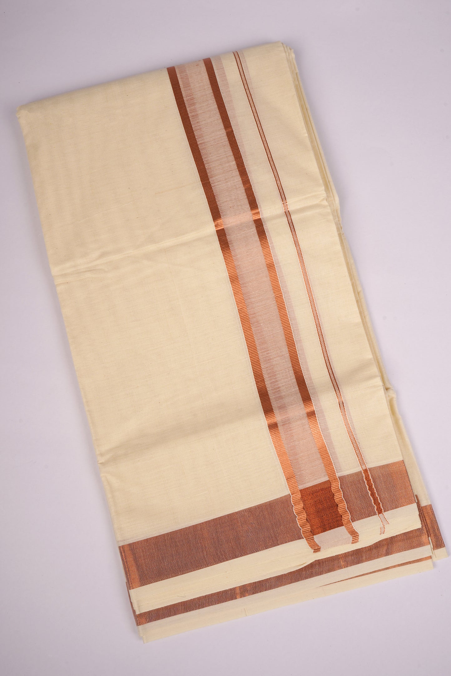 COPPER-01C CREAM DOUBLE DHOTI  4.00 MTR