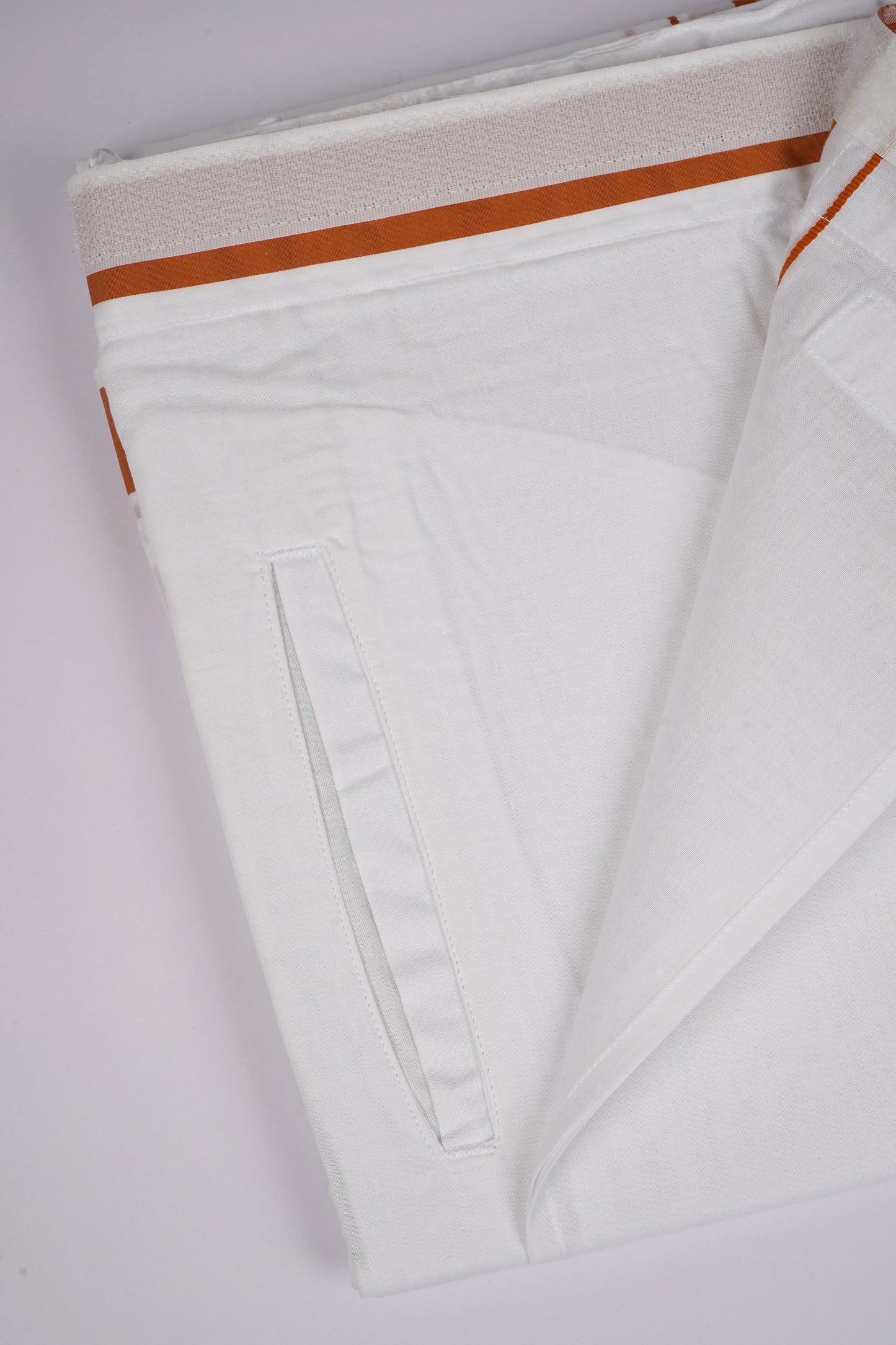 PKT FD-02 VELCRO WHITE DOUBLE DHOTI  - Orange