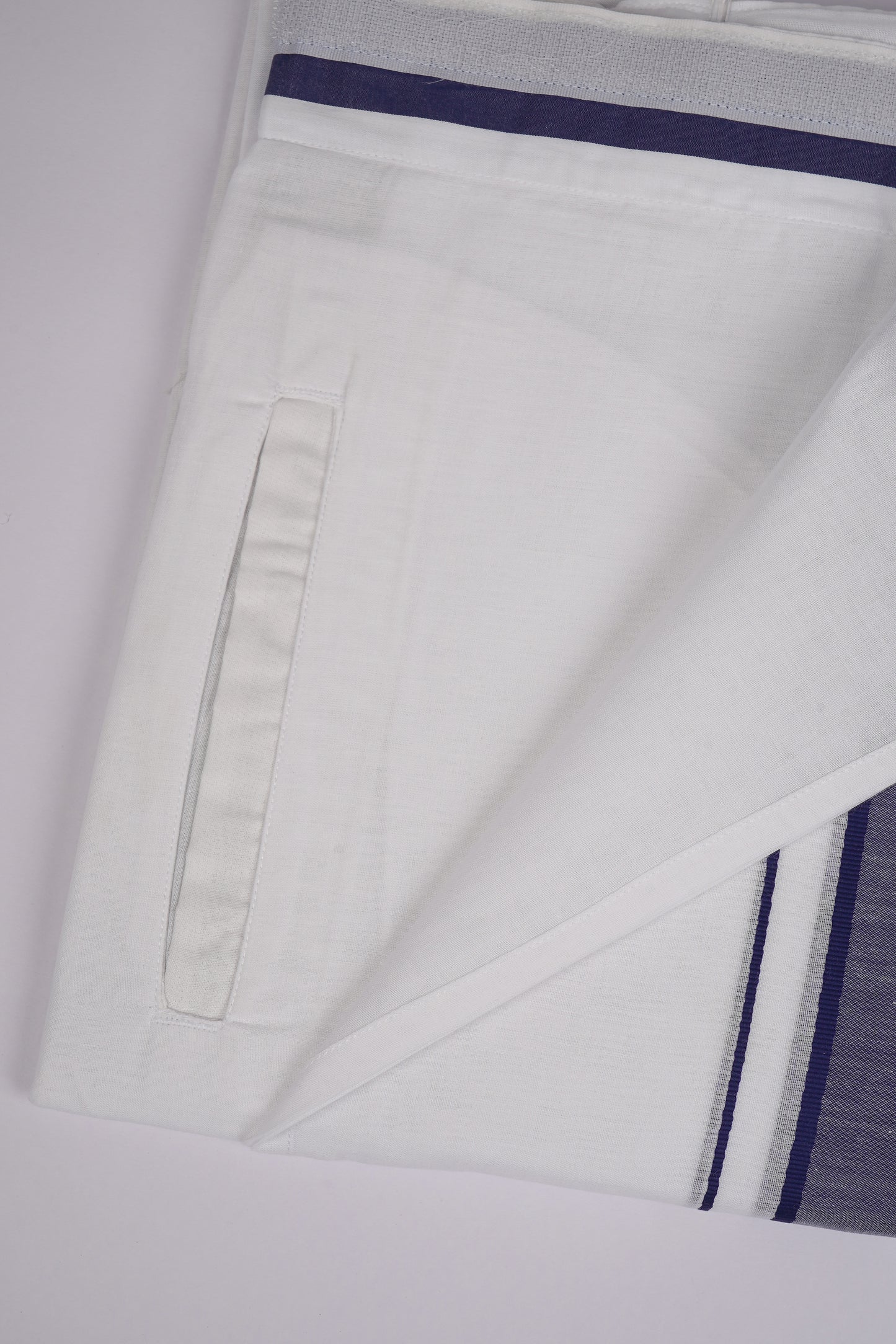 PKT FD-02 VELCRO WHITE DOUBLE DHOTI - Blue