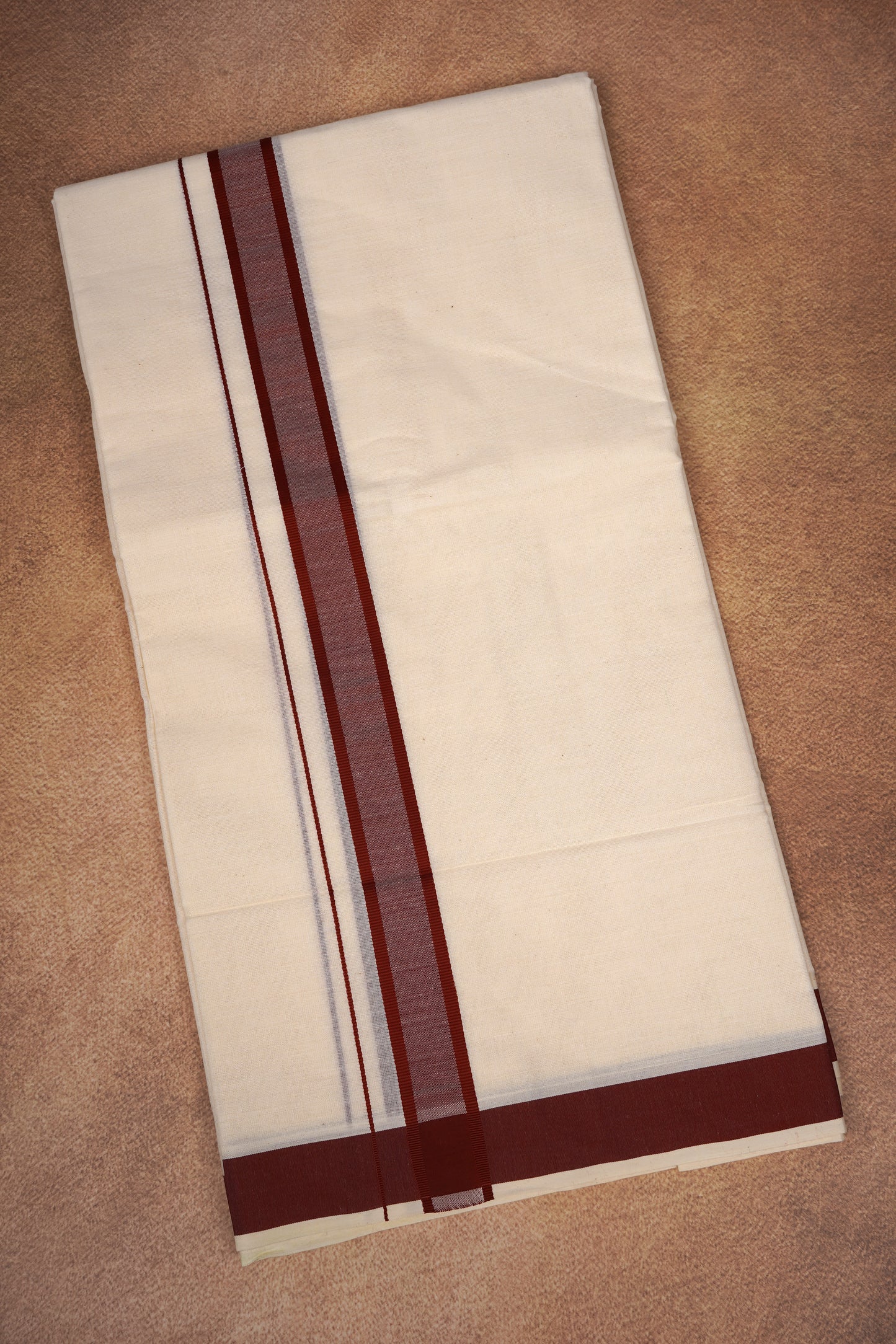 FD-174C CREAM DOUBLE DHOTHIE 3.80 MTR - Brown