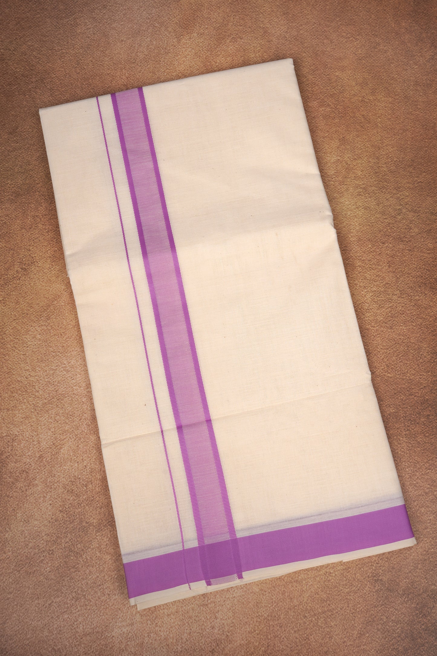 FD-174C CREAM DOUBLE DHOTHIE 3.80 MTR - Light Pink