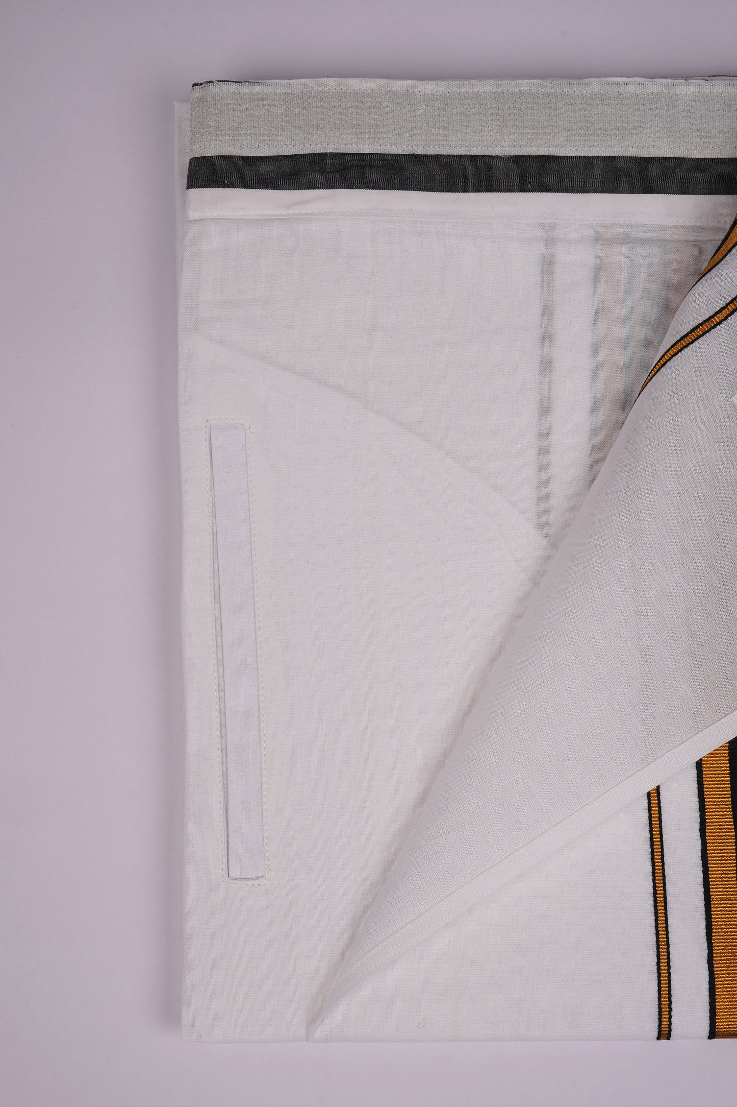 PKT FS-01 VELCRO WHITE SINGLE DHOTI -Gold Black