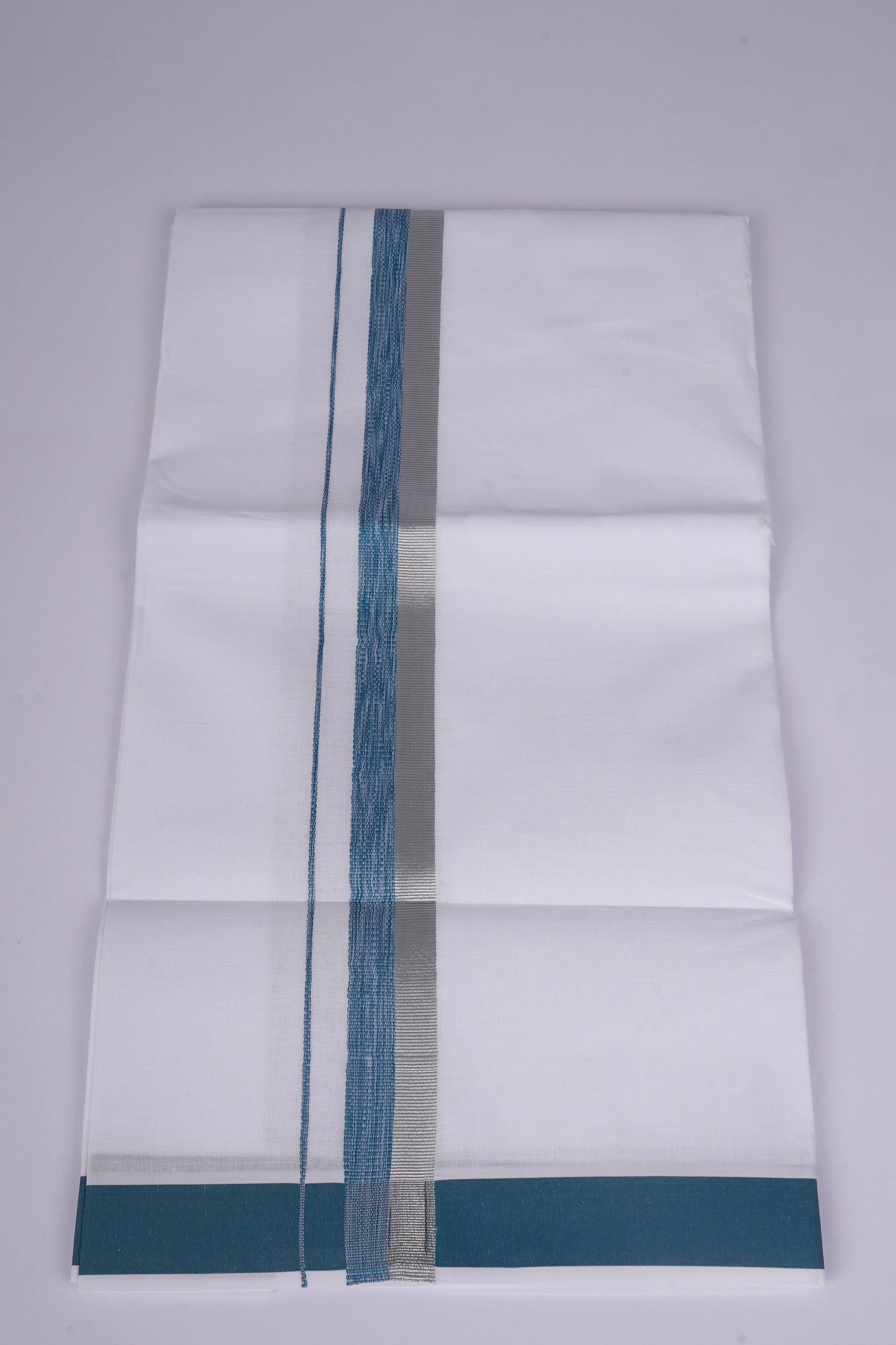 FS-124 W/S DHOTI  1.90 MTR - Silver Ajantha Blue