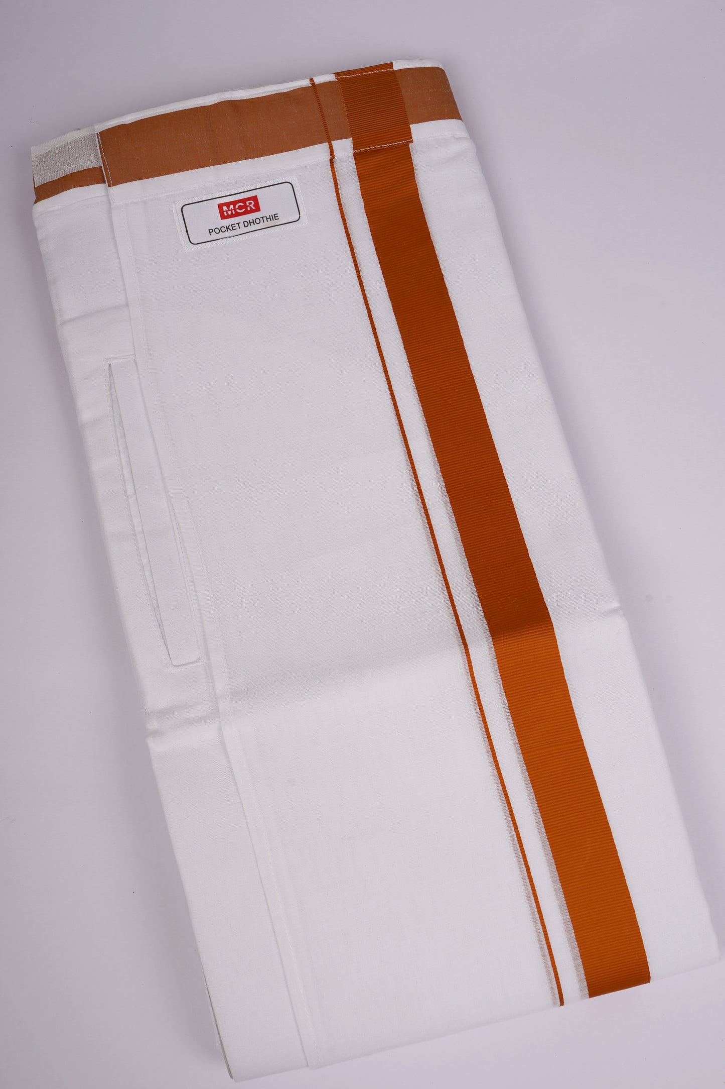 PKT FD-01 VELCRO WHITE DOUBLE DHOTI - Orange