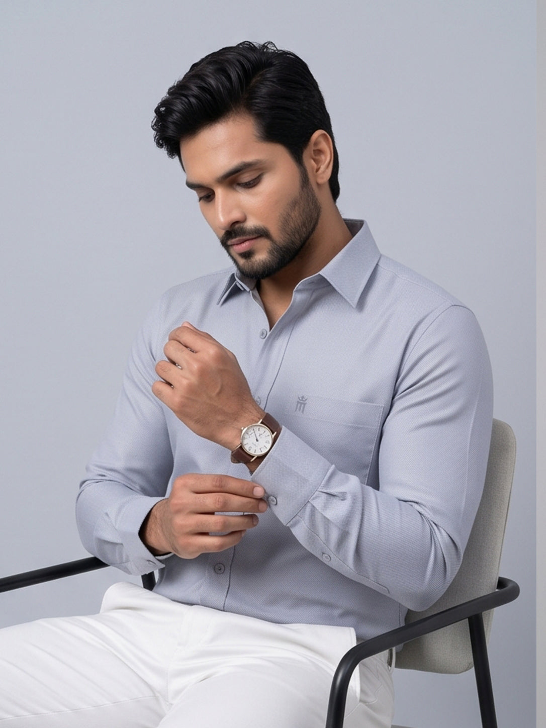 MCR Men Formal Colour Shirt - Light gray 82504 Hydrogen