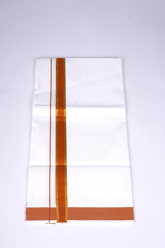 FS-115 W/S DHOTI 2.00 MTR - GOLD DARK BROWN