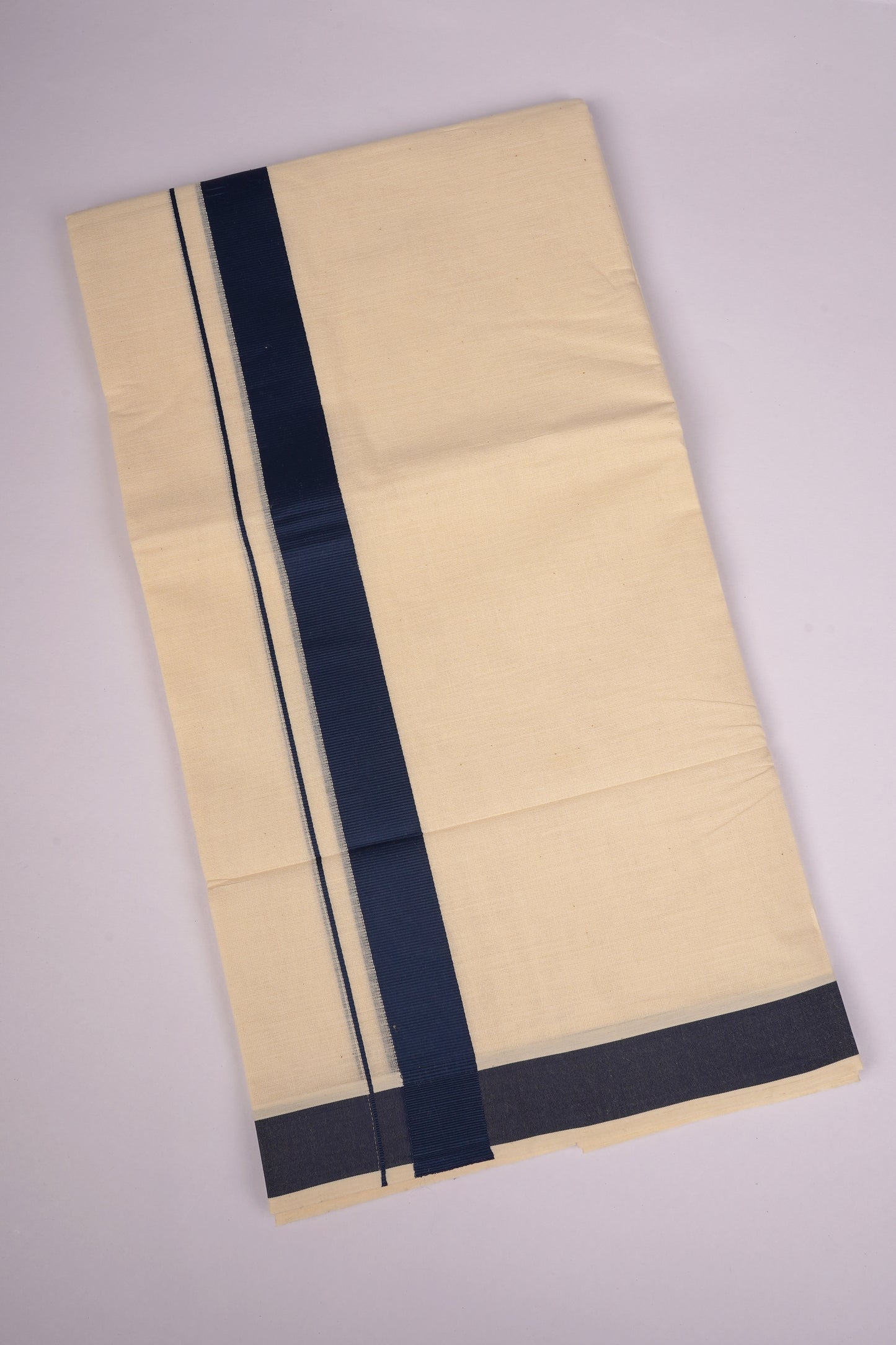 FD-08C CREAM DOUBLE DHOTHIE 3.80 MTR-Dark Blue