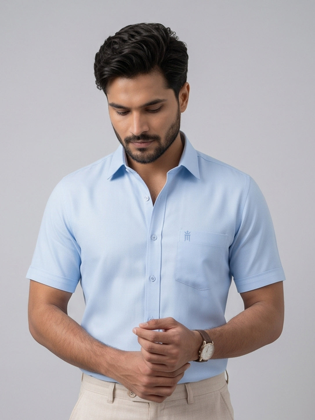 MCR Men Formal Colour Shirt - Sky Blue 82503 Hydrogen