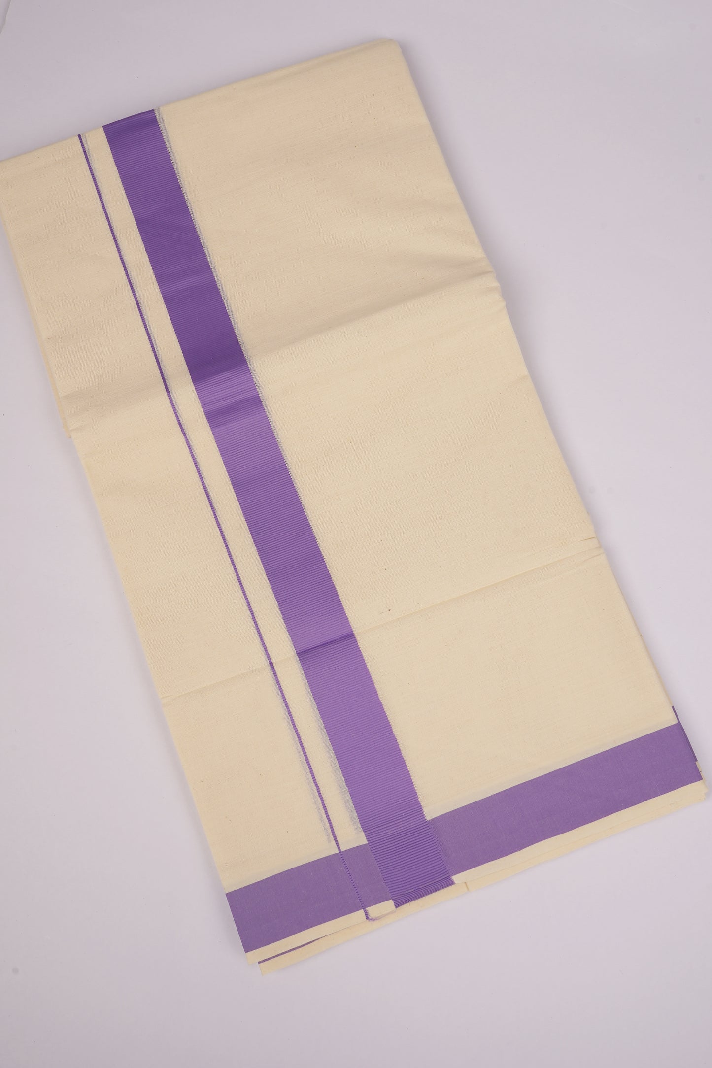 FD-08C CREAM DOUBLE DHOTI  3.80 MTR-Violet