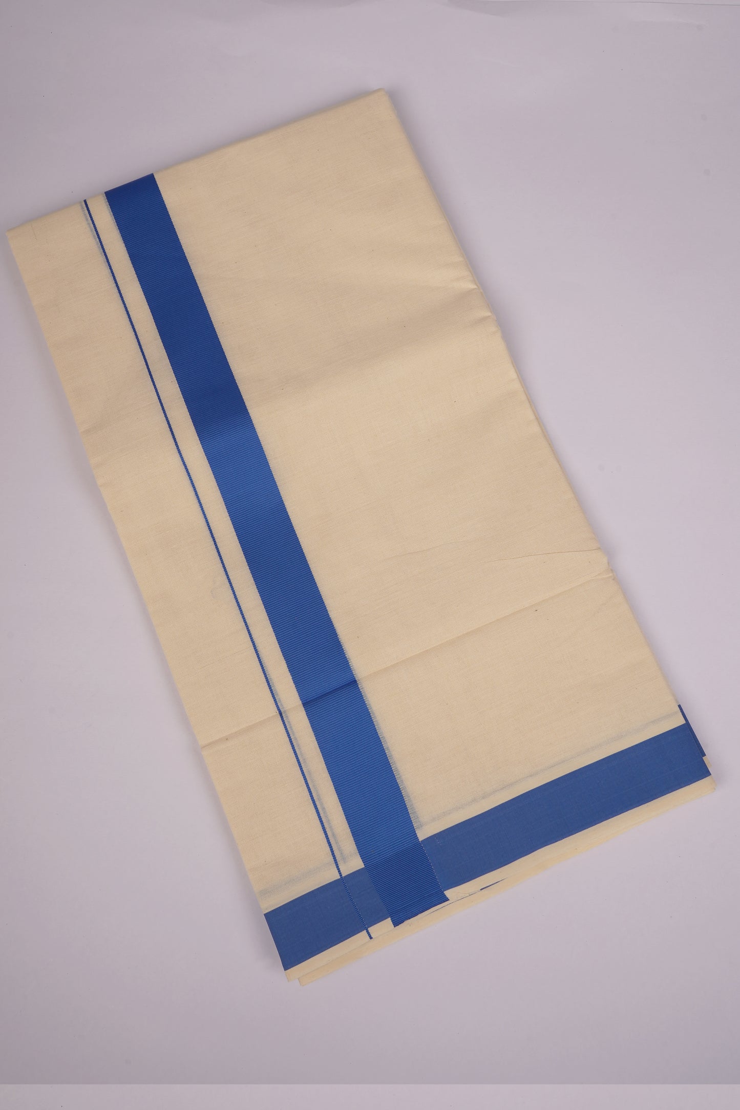 FD-08C CREAM DOUBLE DHOTI  3.80 MTR-Dark Blue