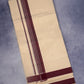 FCD-331C CREAM DOUBLE DHOTHIE 3.80 MTR-Brown