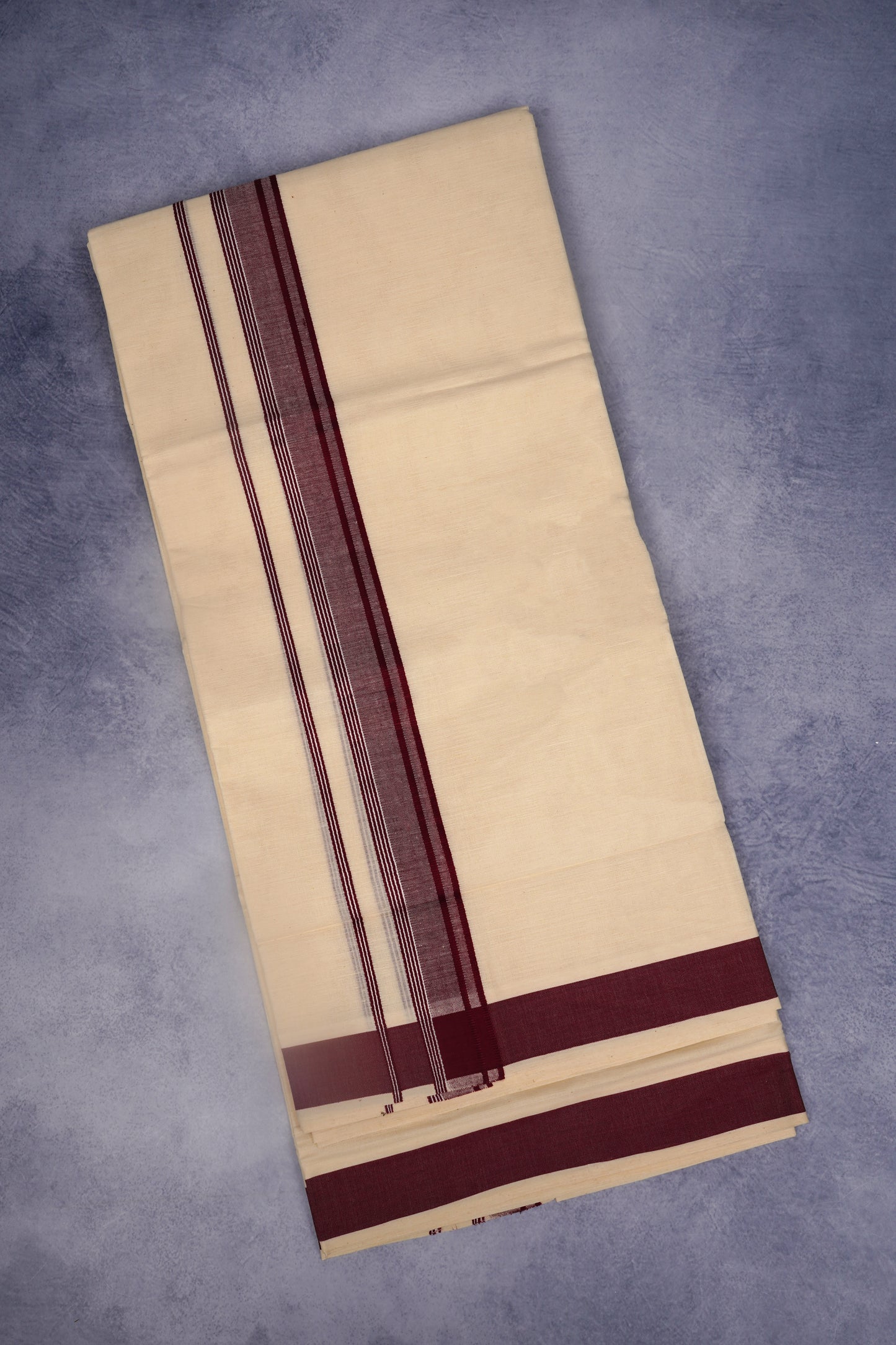 FCD-331C CREAM DOUBLE DHOTHIE 3.80 MTR-Brown