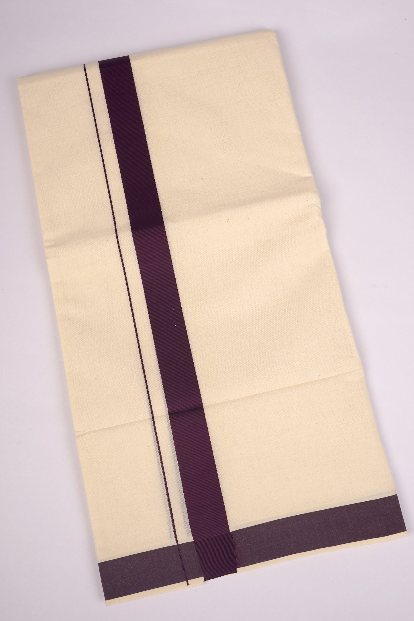 FD-08C CREAM DOUBLE DHOTI  3.80 MTR-Dark Brown