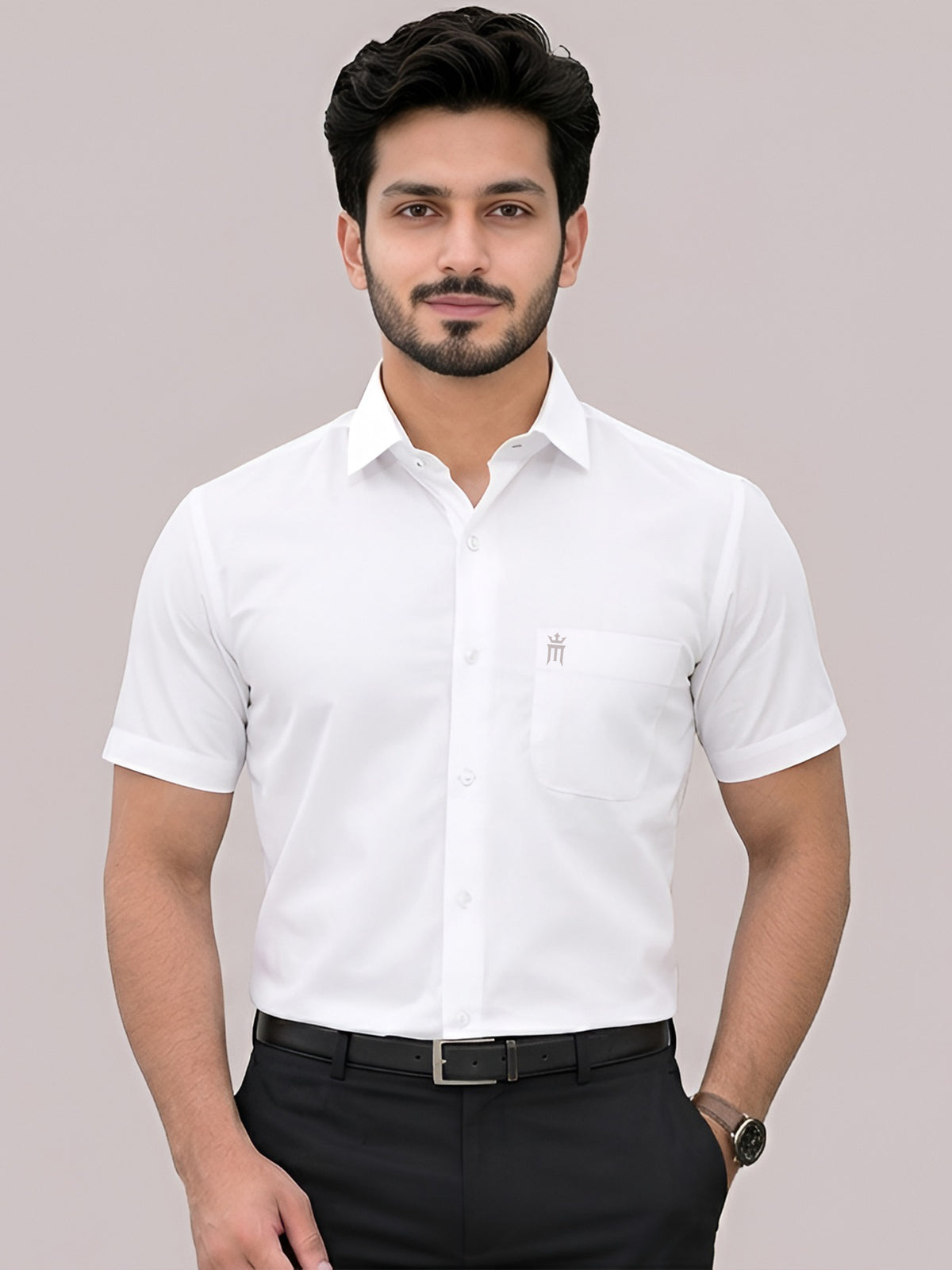 Crown Lin Formal White Shirt For Men