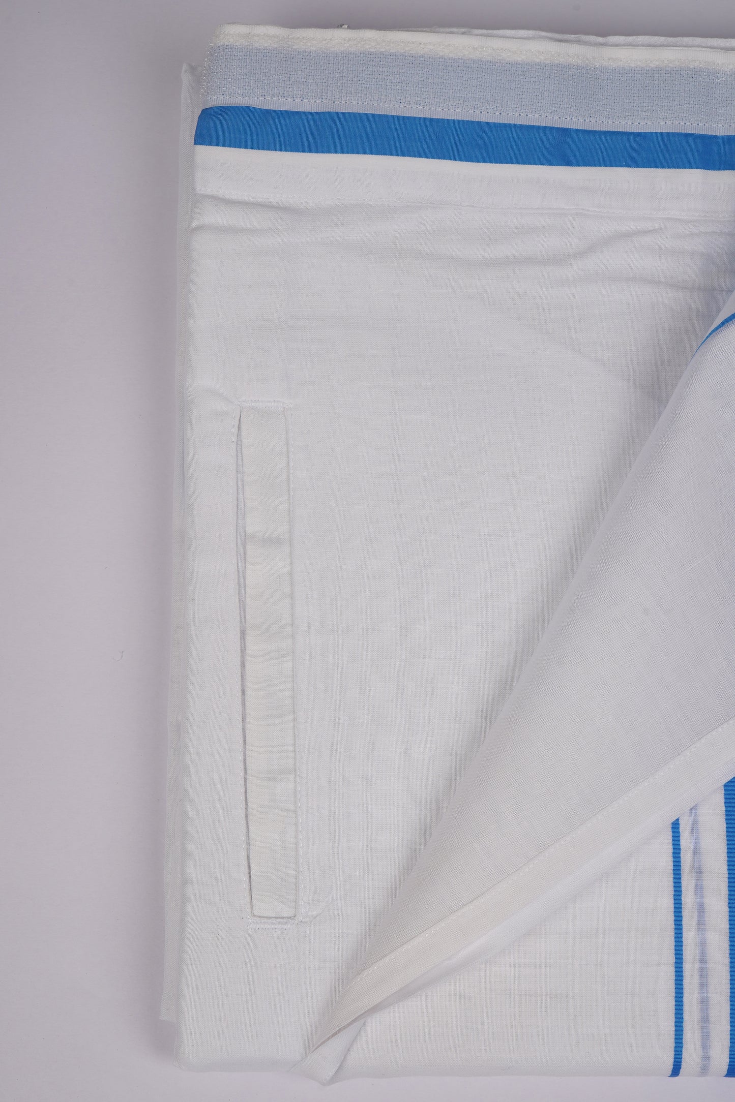 PKT FD-02 VELCRO WHITE DOUBLE DHOTI - Blue