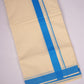 FD-08C CREAM DOUBLE DHOTHIE 3.80 MTR-Ajantha Blue