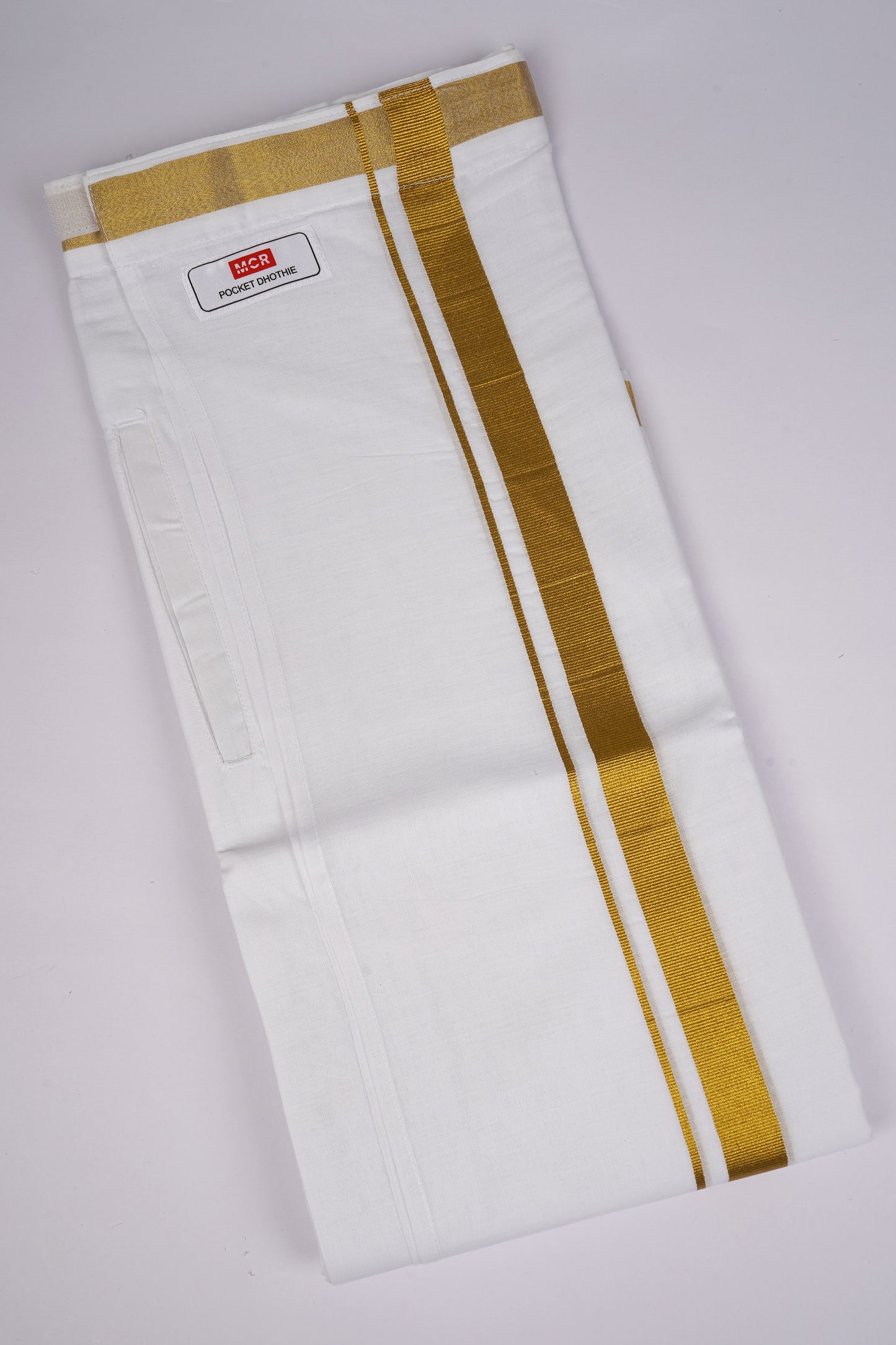 PKT GLD-01 VELCRO WHITE DOUBLE DHOTI