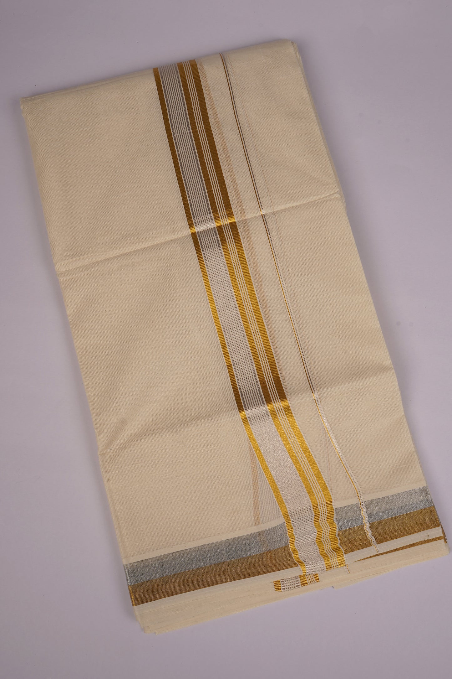 GLD-147C CREAM DOUBLE DHOTI  4.00 MTR