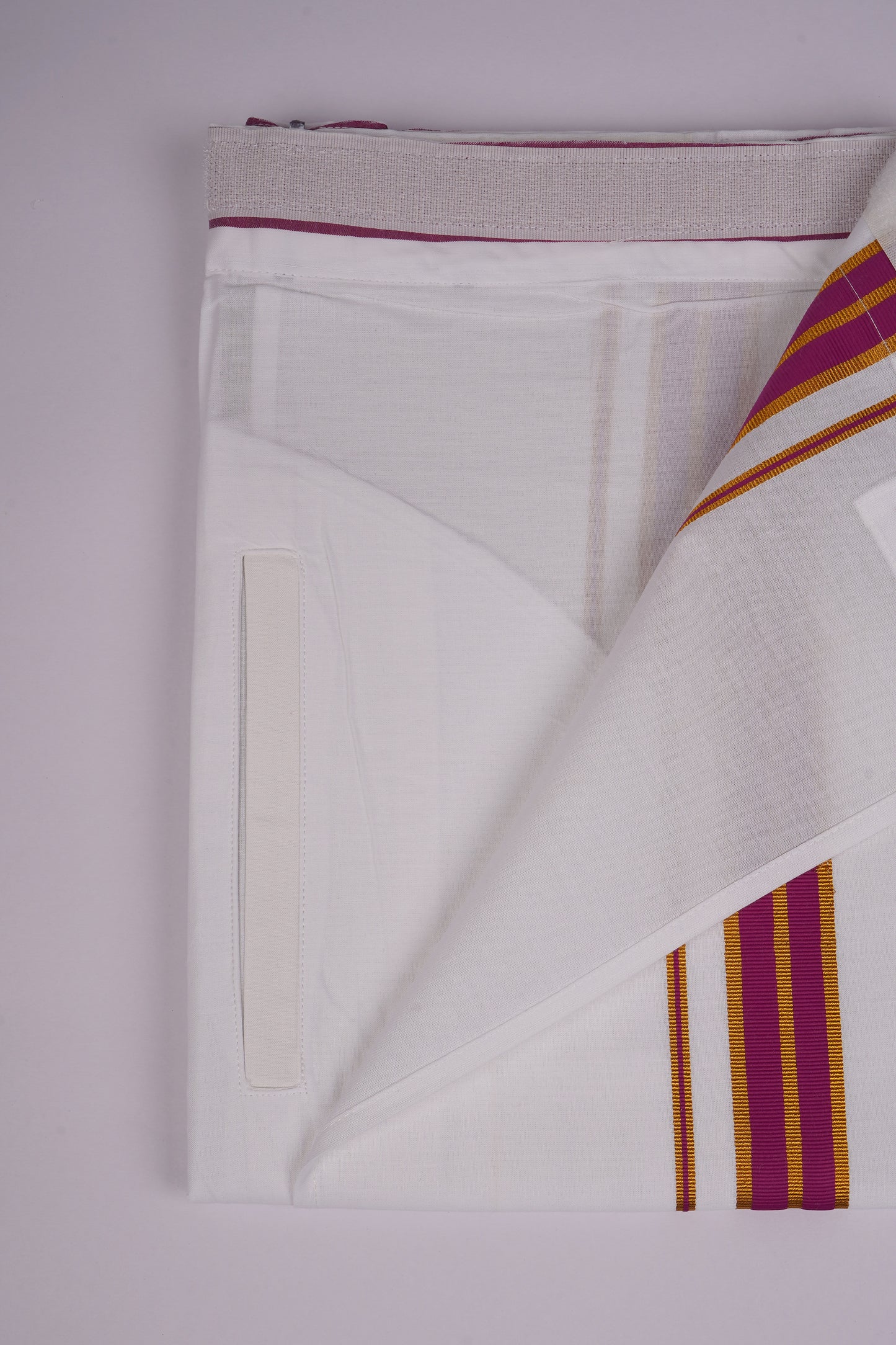 PKT FS-01 VELCRO WHITE SINGLE DHOTI - Dark Pink