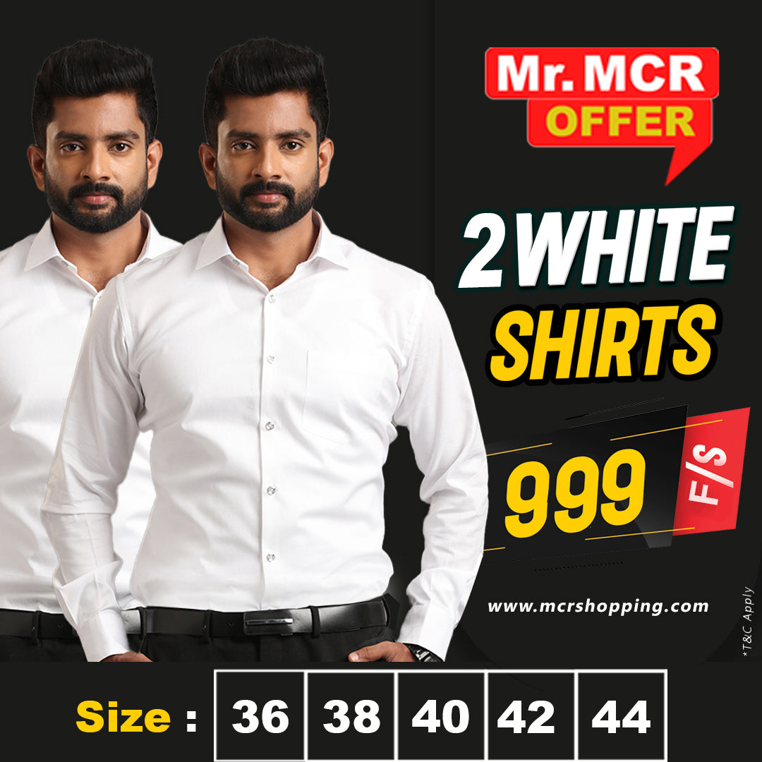 Mr. MCR Offer Combo White Shirt (Buy 1 get 1 free)
