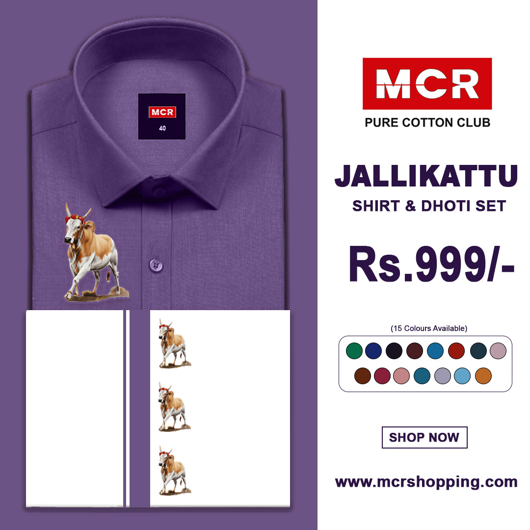 JALLIKATTU COLOUR SINGLE SET H/S -  (Dark Violet (05)