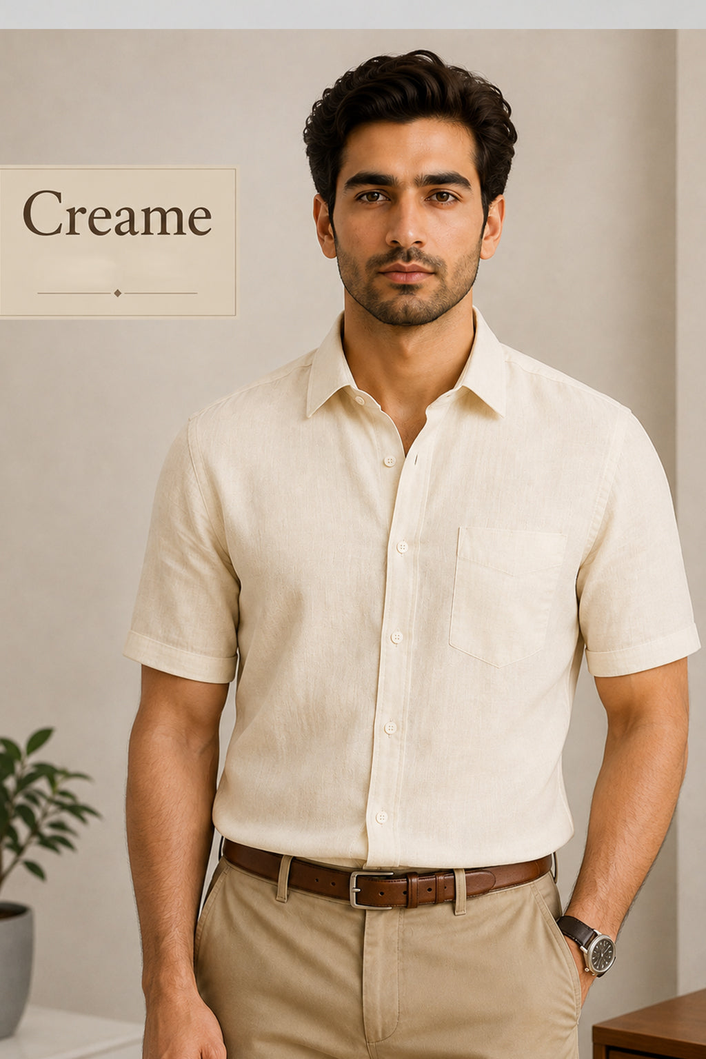 Excel Formal Cream Shirt For Men