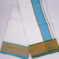 PK-9X5-12 SET WHITE DOUBLE DHOTI - blue