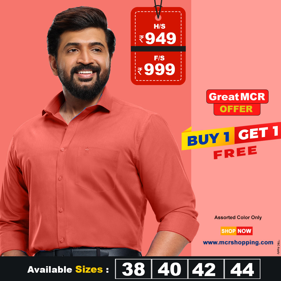 Great MCR Offer Combo Colour Shirt (Buy 1 get 1 free) (Assorted Color Only)