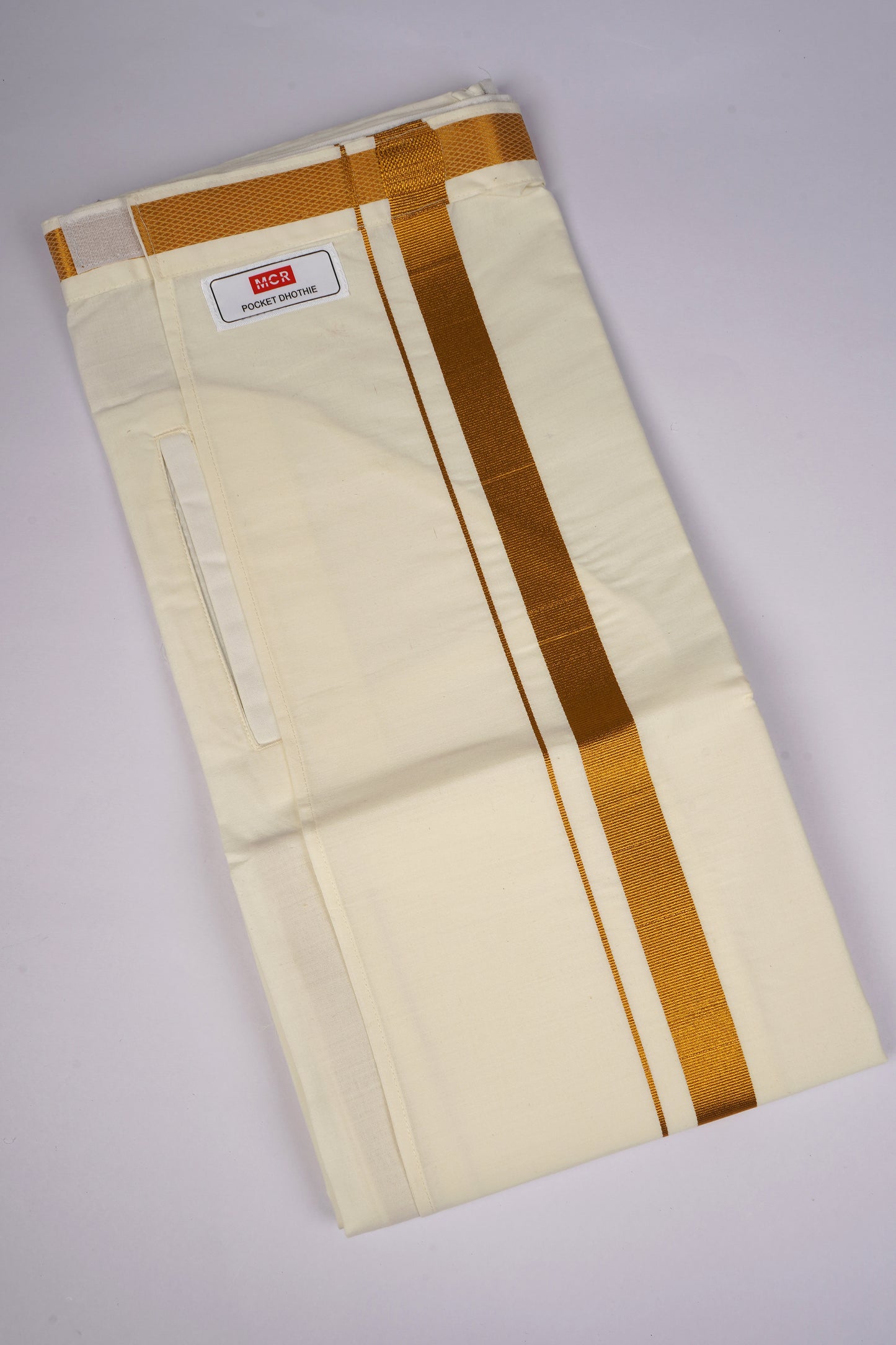 PKT GLS-02C VELCRO CREAM SINGLE DHOTI