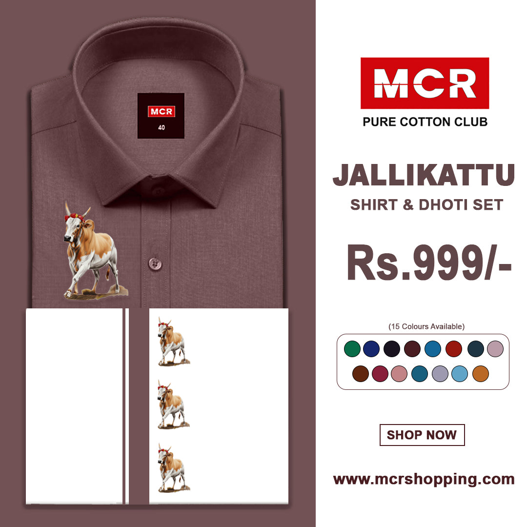 JALLIKATTU COLOUR SINGLE SET H/S - Maroon (06)