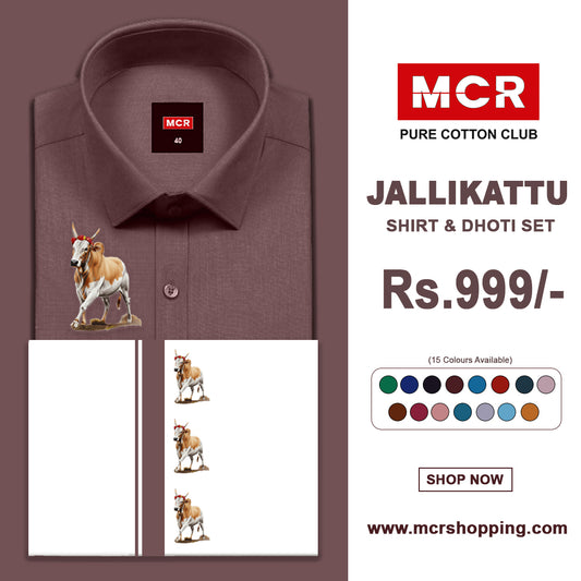 JALLIKATTU COLOUR SINGLE SET H/S - Maroon (06)