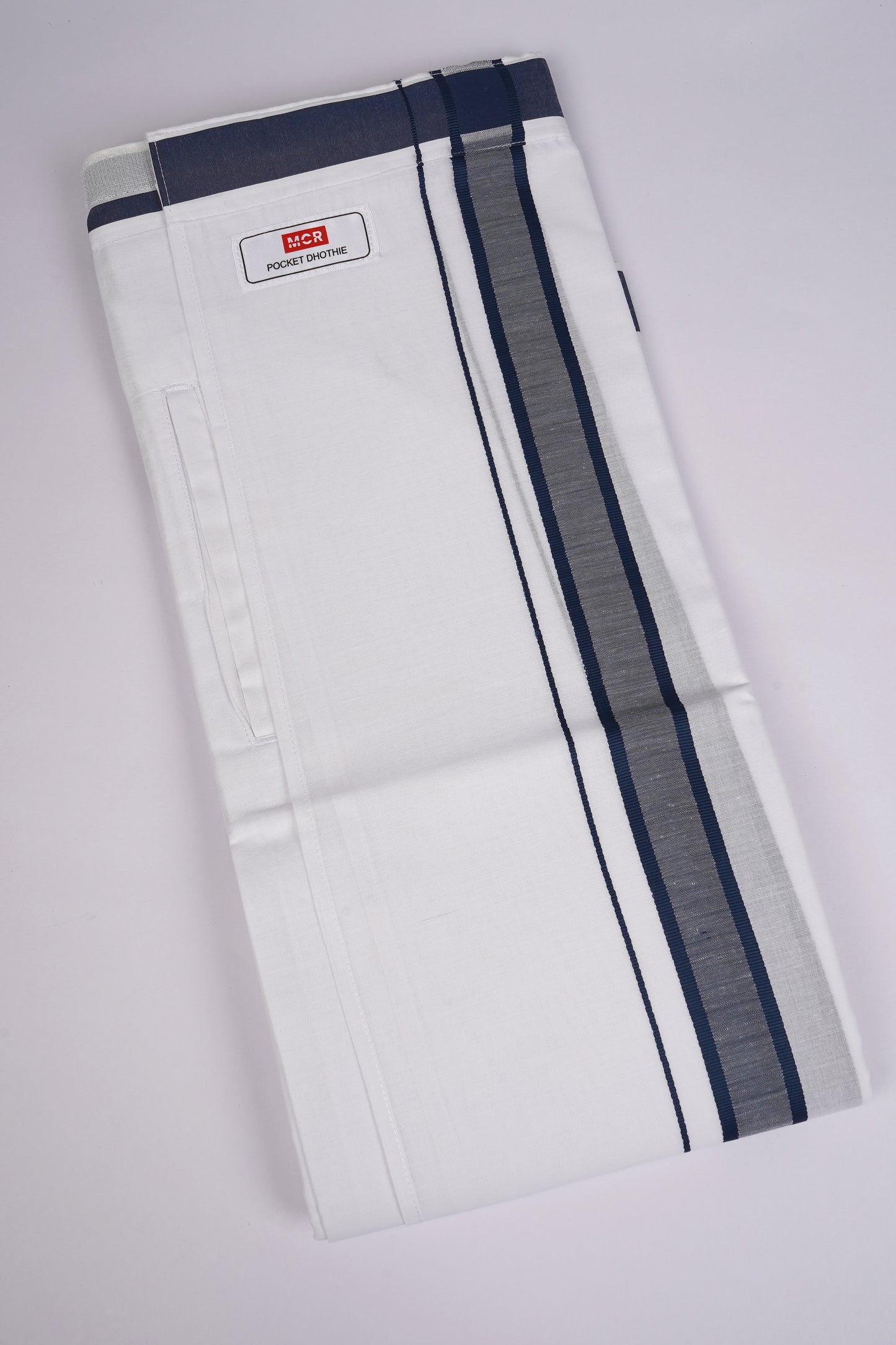 PKT FD-02 VELCRO WHITE DOUBLE DHOTI - Blue