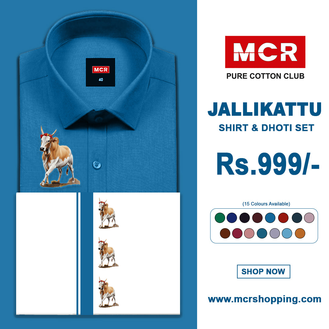 JALLIKATTU COLOUR SINGLE SET H/S - Ajantha Blue (11)